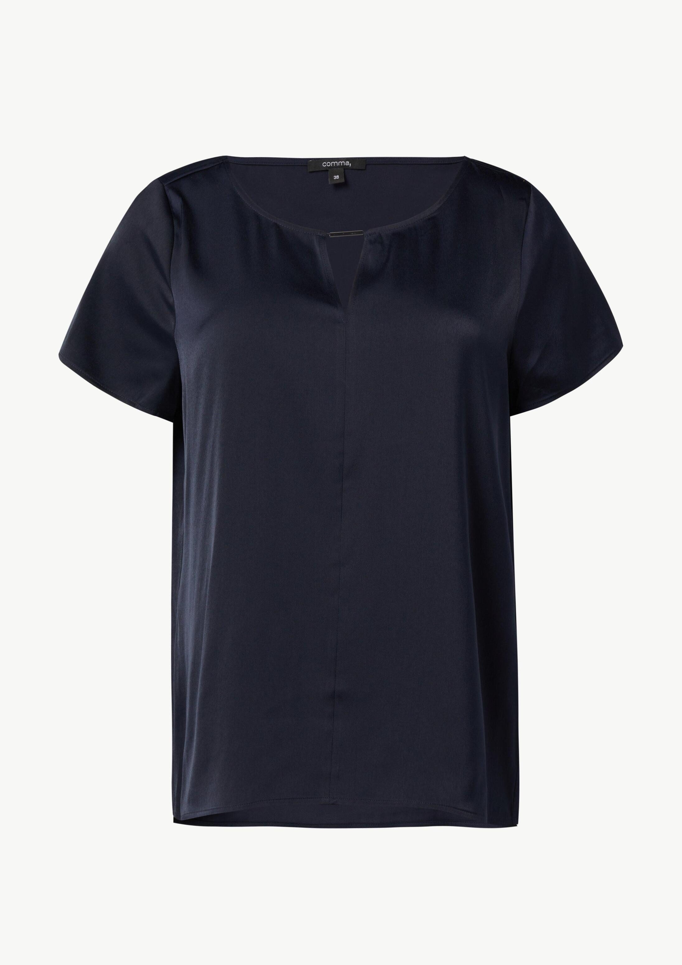 comma Kurzarmbluse Bluse Bluse aus Satin