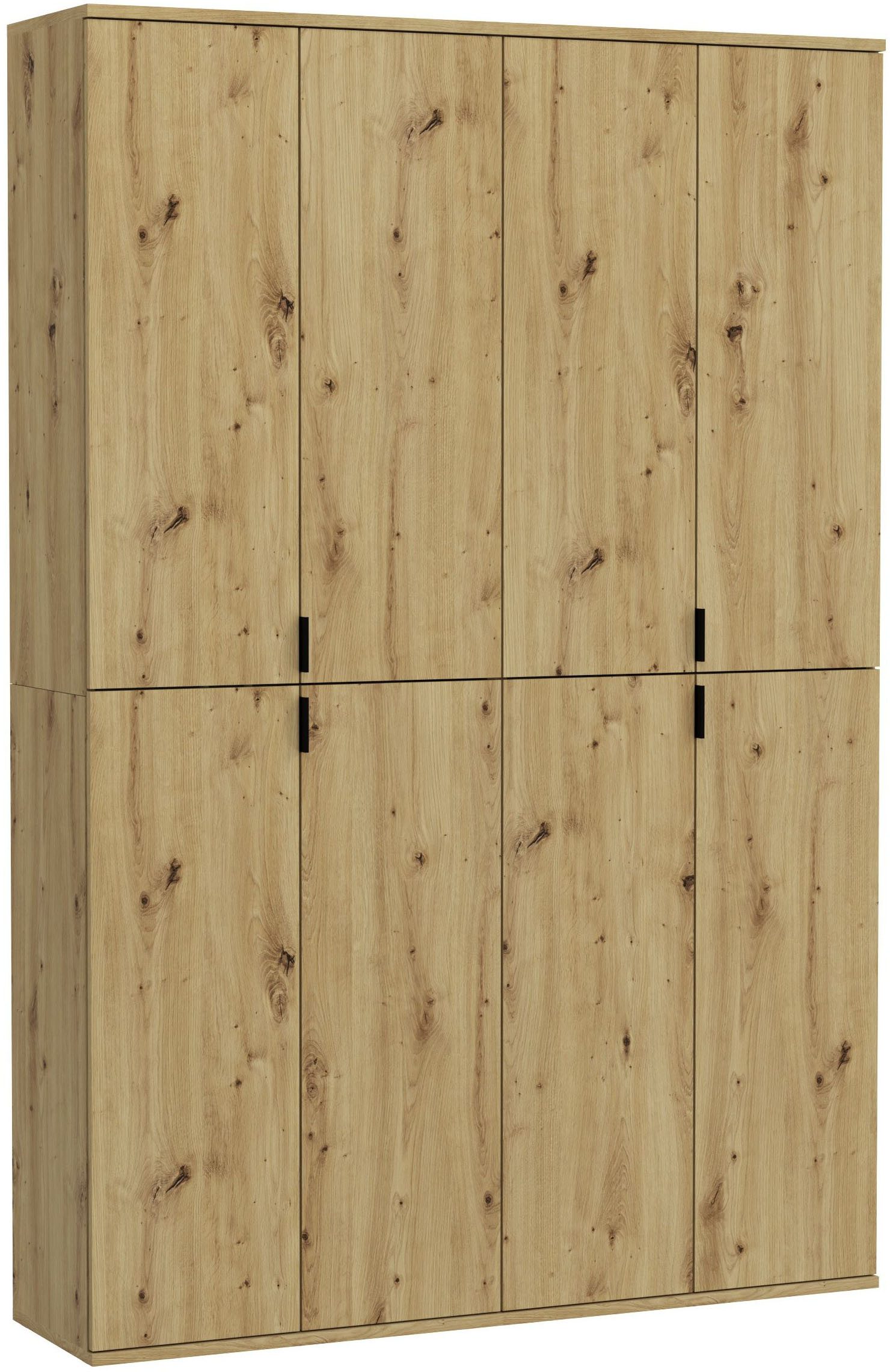 Home affaire Garderoben-Set Trondheim, Breite 122cm, best. aus 2 Schränken, 8 Türen, 18 Fächer, (Set, 2-St), inkl. ausziehbarer Kleiderstange, Garderobenschrank, Kleiderschrank