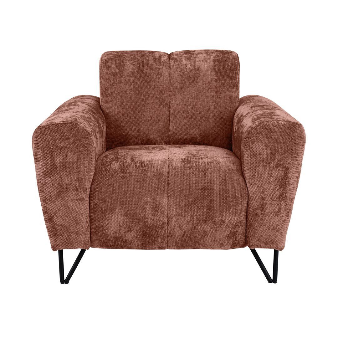 Beautysofa Sessel mit Metallbeine in schwarzer VOLARE (modernes Design, Rücken mit Hauptstoff), viele Farbvarianten, auch im Set mit Sofas erhältlich