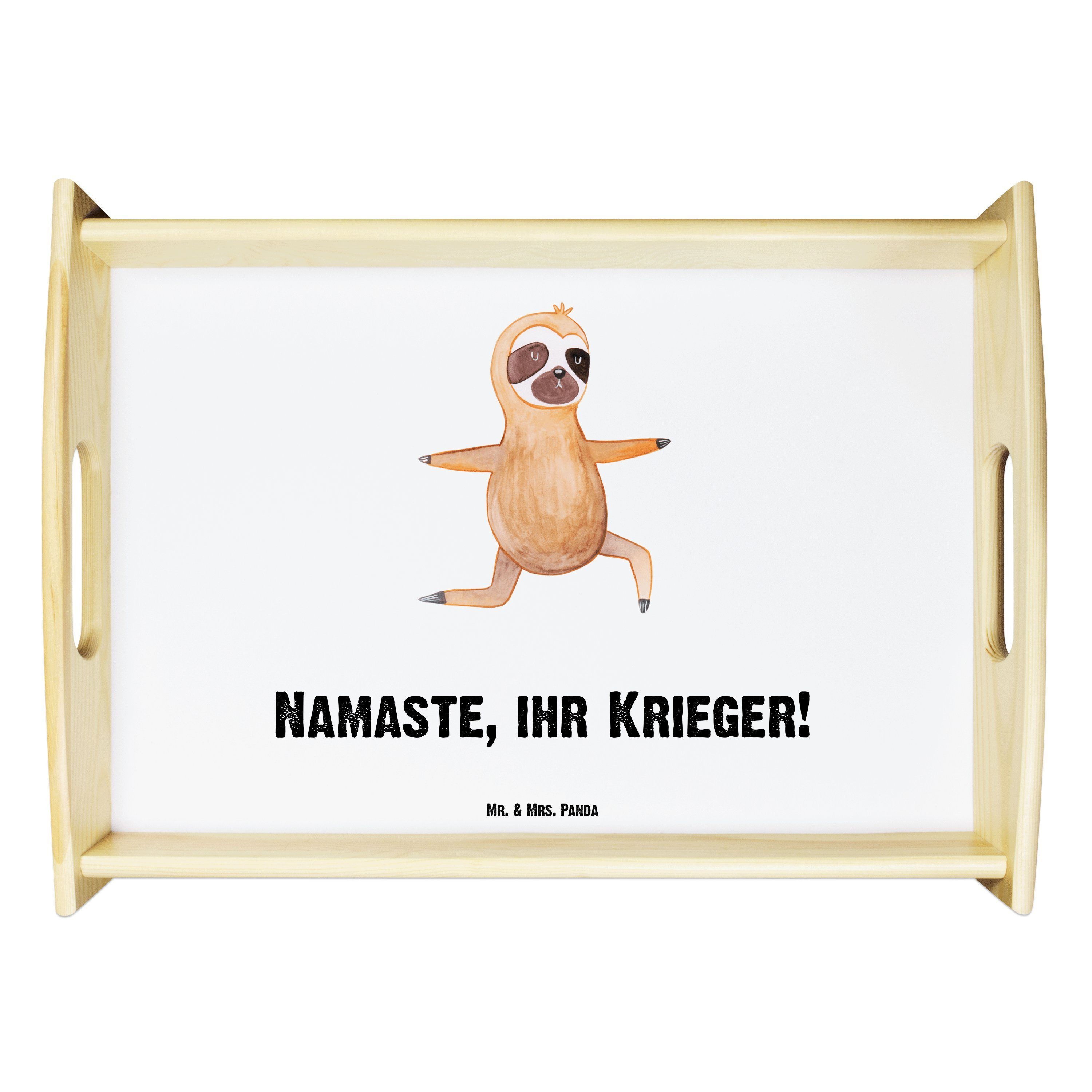 Geschenk, Mr. lasiert, (1-tlg) Yoga Tablett Mrs. Entspannung, Küchentablett, Weiß - - Echtholz Faultier & Faultie, Panda