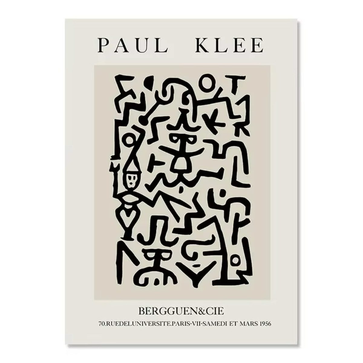 TPFLiving Kunstdruck (OHNE RAHMEN) Poster - Leinwand - Wandbild, Moderne abstrakte Pablo Picasso Ausstellung Schwarz-Weiß-Leinwand (Leinwandbild XXL), Farben: Schwarz, Weiß, Grau, Beige - Größe: 30x40cm