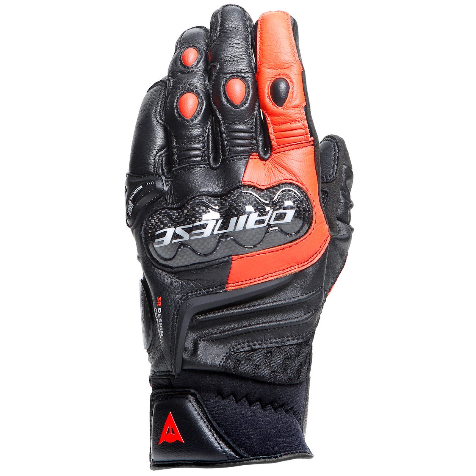 Dainese Motorradhandschuhe Dainese Carbon 4 Sporthandschuhe Kurz Schwarz / Fluo-Rot Kurzstulpe