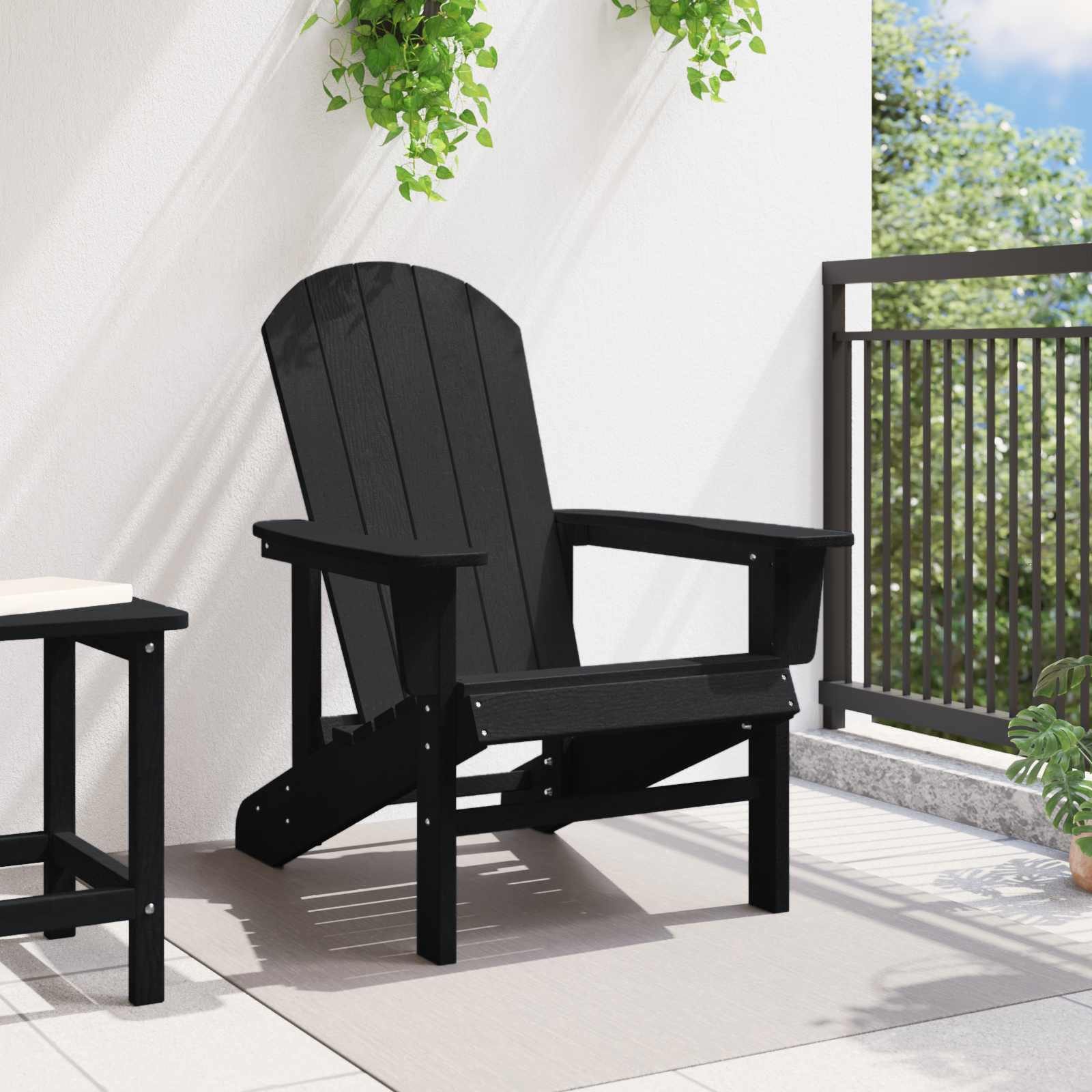 vidaXL Gartenstuhl Adirondack-Stuhl Schwarz HDPE (1 St)