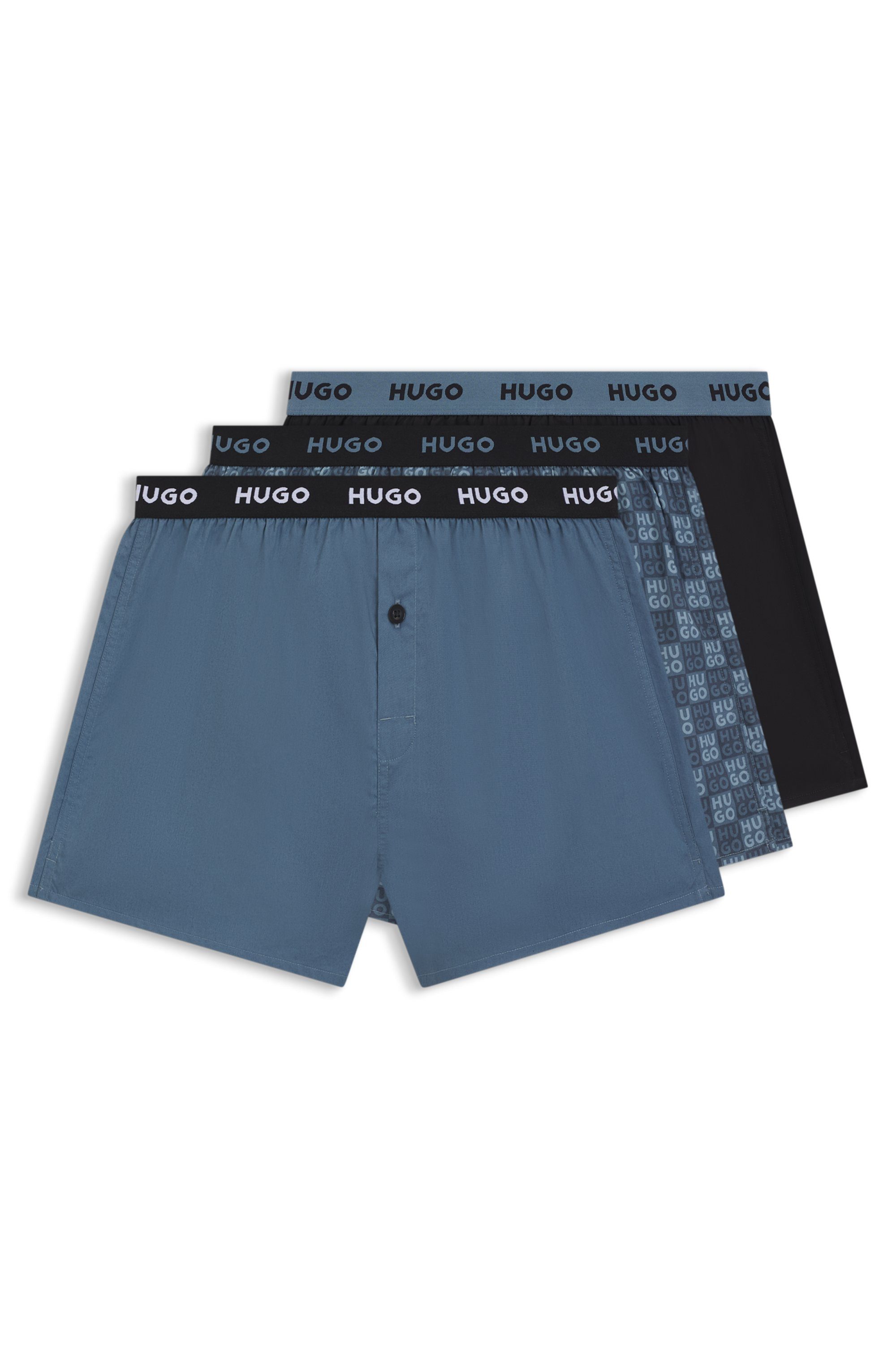 HUGO Webboxer WOVEN BOXER TR (Packung, 3-St., 3er-Pack) Webboxer mit HUGO Schriftzug