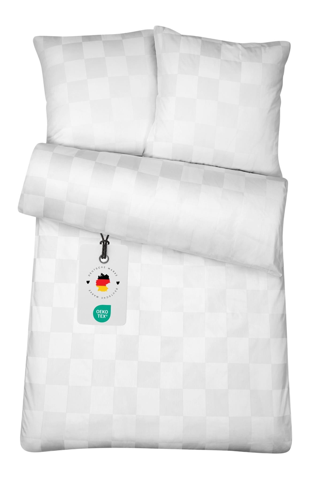 Carpe Sonno Bettwäsche Damast 135x200 Baumwolle Hotel Bettwäsche kariert Bettbezug Set modern, Damast, 2 teilig, Damast Bettwäsche 135x200 Karo Bettwäsche Weiß