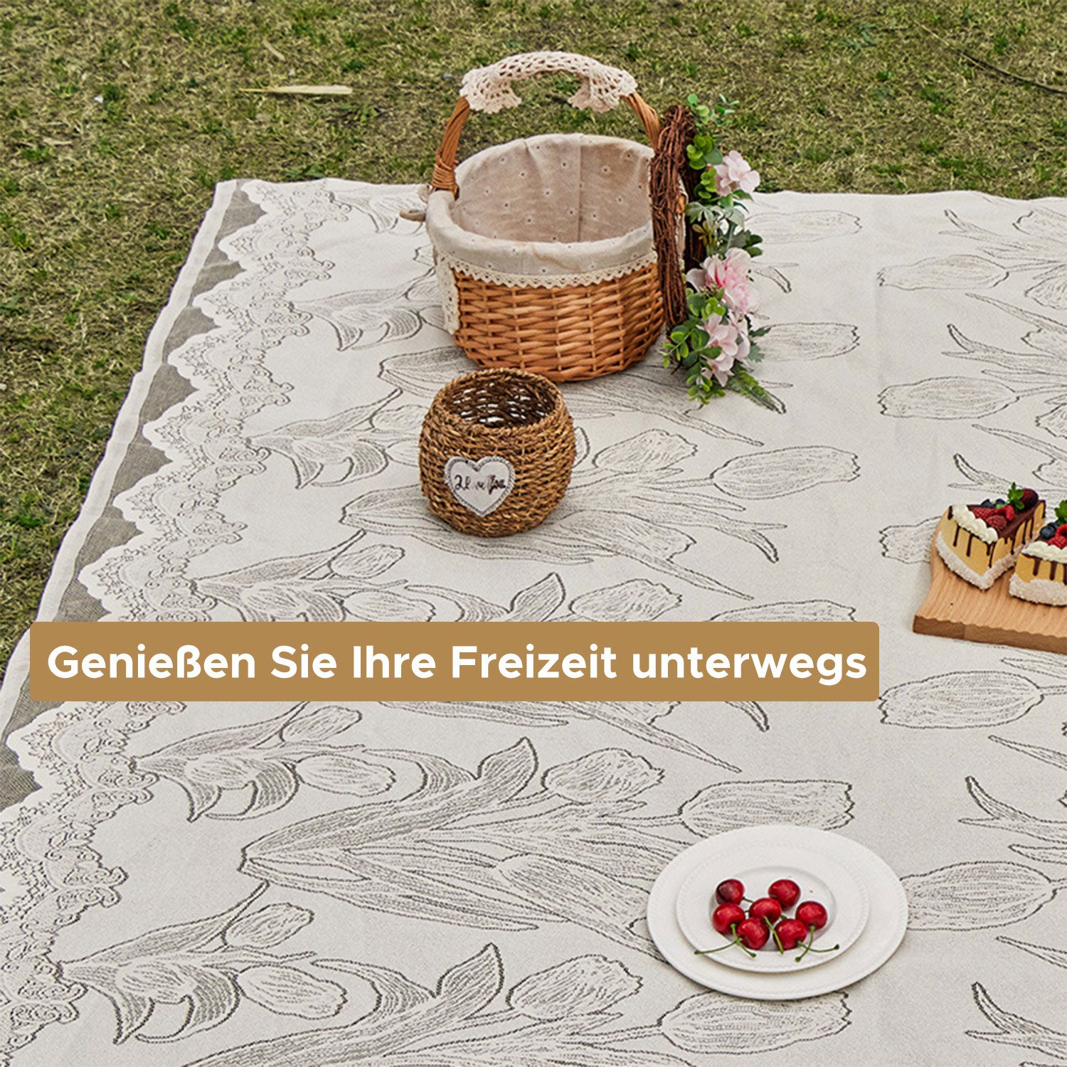 Picknickdecke Picknickmatte für den Außenbereich, hohle Campingdecke aus Spitze, Refttenw