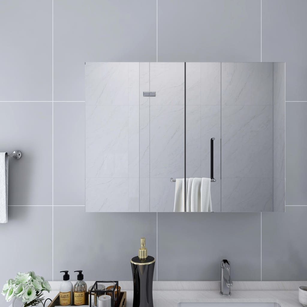 vidaXL Badezimmerspiegelschrank Bad-Spiegelschrank Weiß 80x15x60 cm MDF