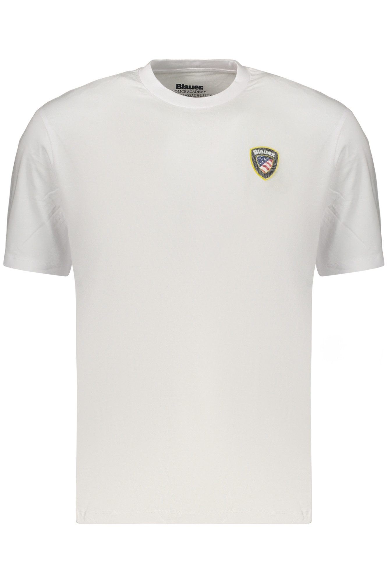 Blauer T-Shirt Herren Kurzarm T-Shirt Weiß mit Applikation und