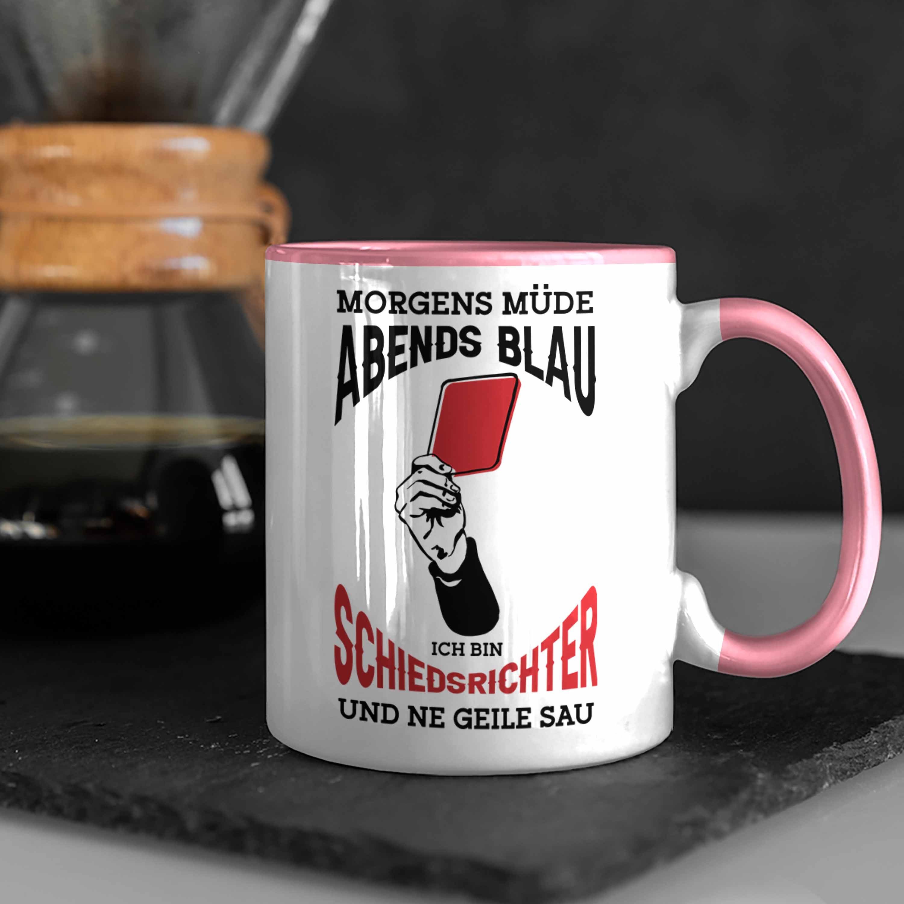 Trendation Tasse Schiedsrichter für Geschenk Rosa Tasse mit Schiedsrichter Spruch