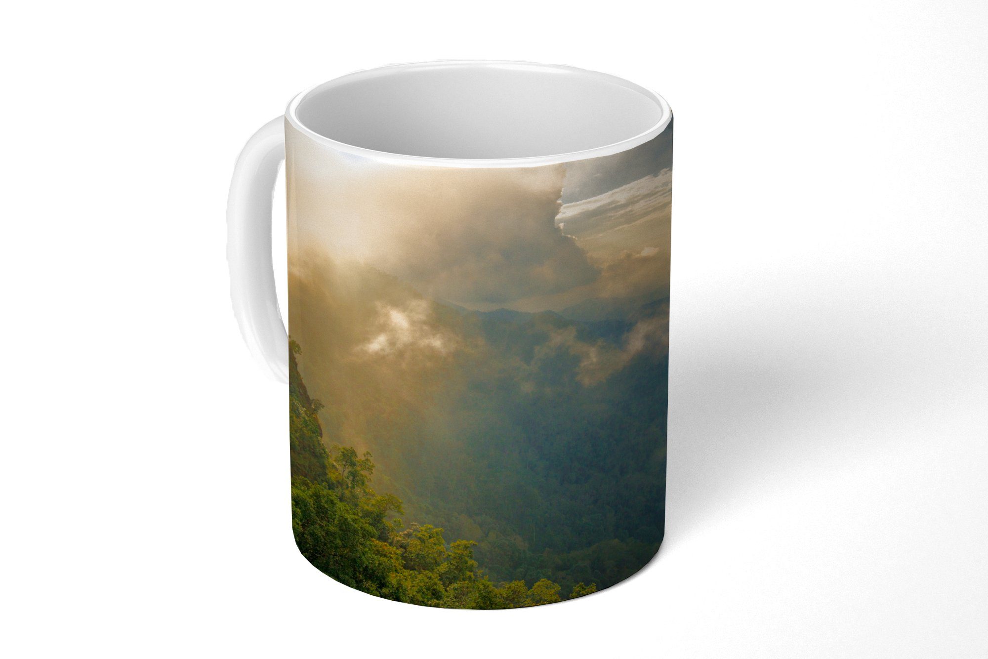 MuchoWow Tasse Sonnenschein Becher, Teetasse, Kaffeetassen, und Teetasse, Geschenk Dschungel, thailändischen über Keramik, dem Wolken
