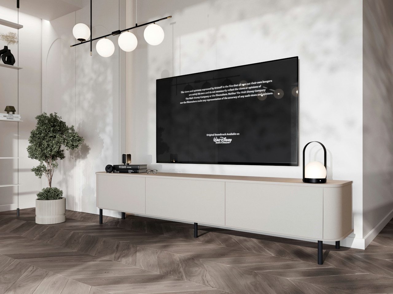 MOEBLINE TV Lowboard Komoode AZILLO 215N kaschmir mit schwarzen Füßen