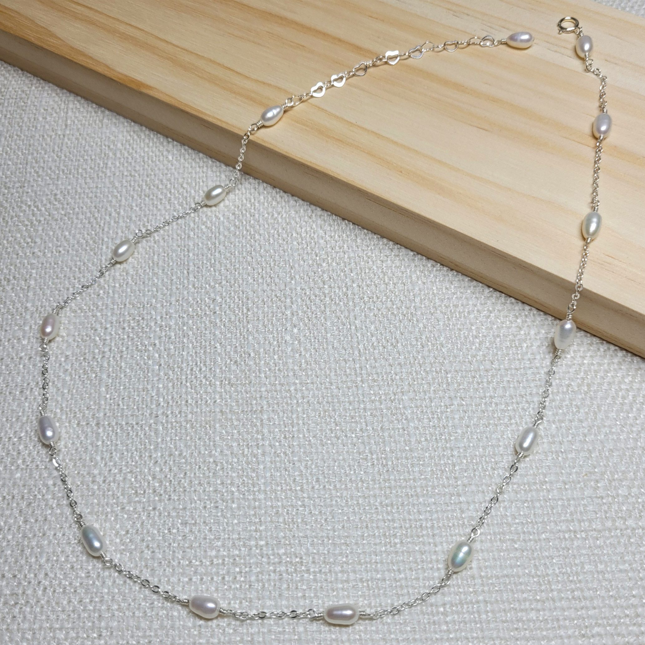 GOLDEN Perlenkette Süßwasserperlen Halskette, Zierliche Perlenkette, Hochzeit Kette