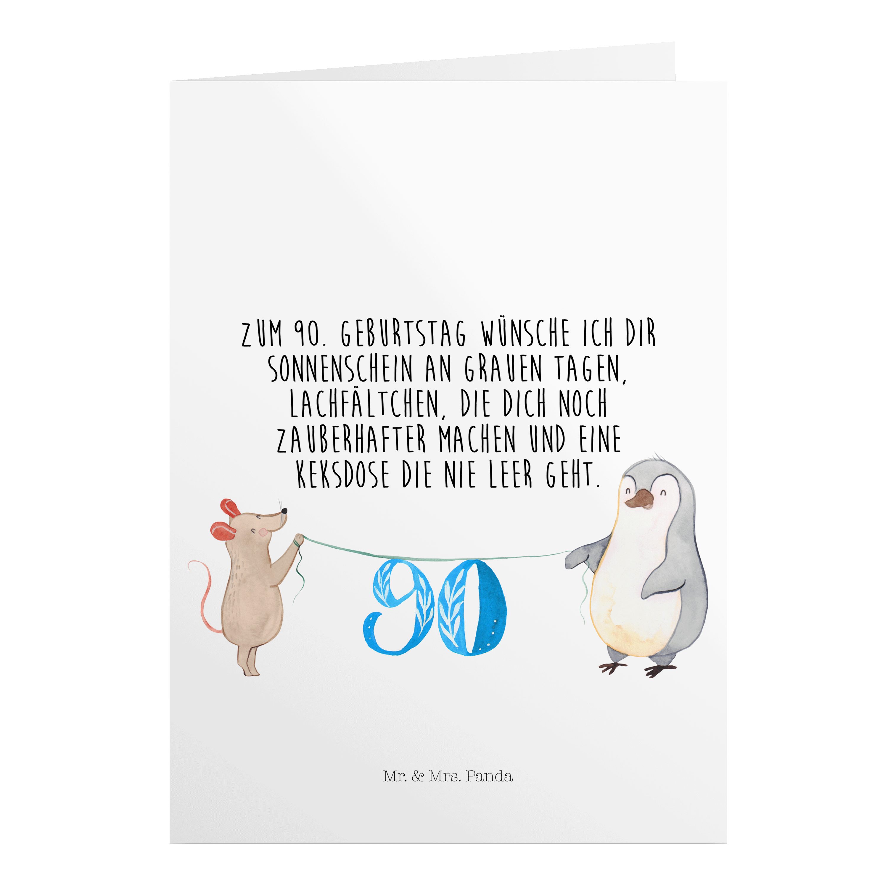 Geschenk, Mr. Einl - 90. Mrs. Weiß Panda Geburtstagskarte, & Geburtstag - Maus Pinguin Geburtstagskarten