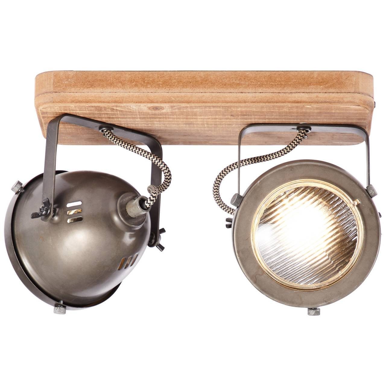 Brilliant Deckenstrahler Carmen Wood, ohne Leuchtmittel, Spotbalken 2flg burned steel/holz