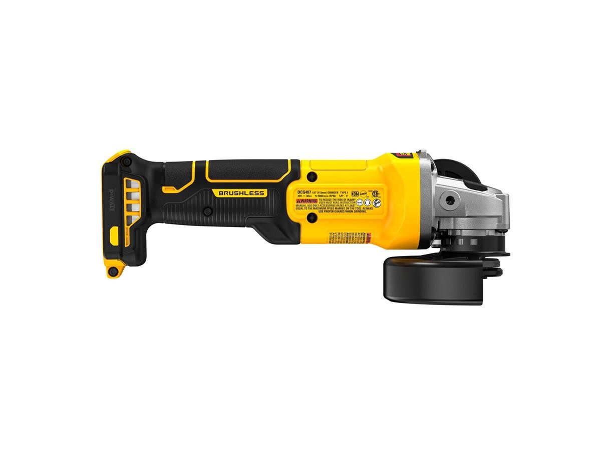DeWalt Akku-Winkelschleifer 18V, Basisv., max. 9000 U/min, 125 mm, Schiebeschalter, ohne Akku und Ladegerät