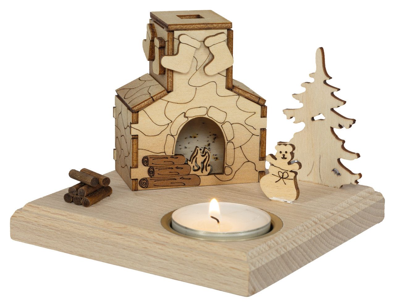 SAICO Original Räucherhaus Räucherkamin Deko Holz für 1 Teelicht 11,5 cm