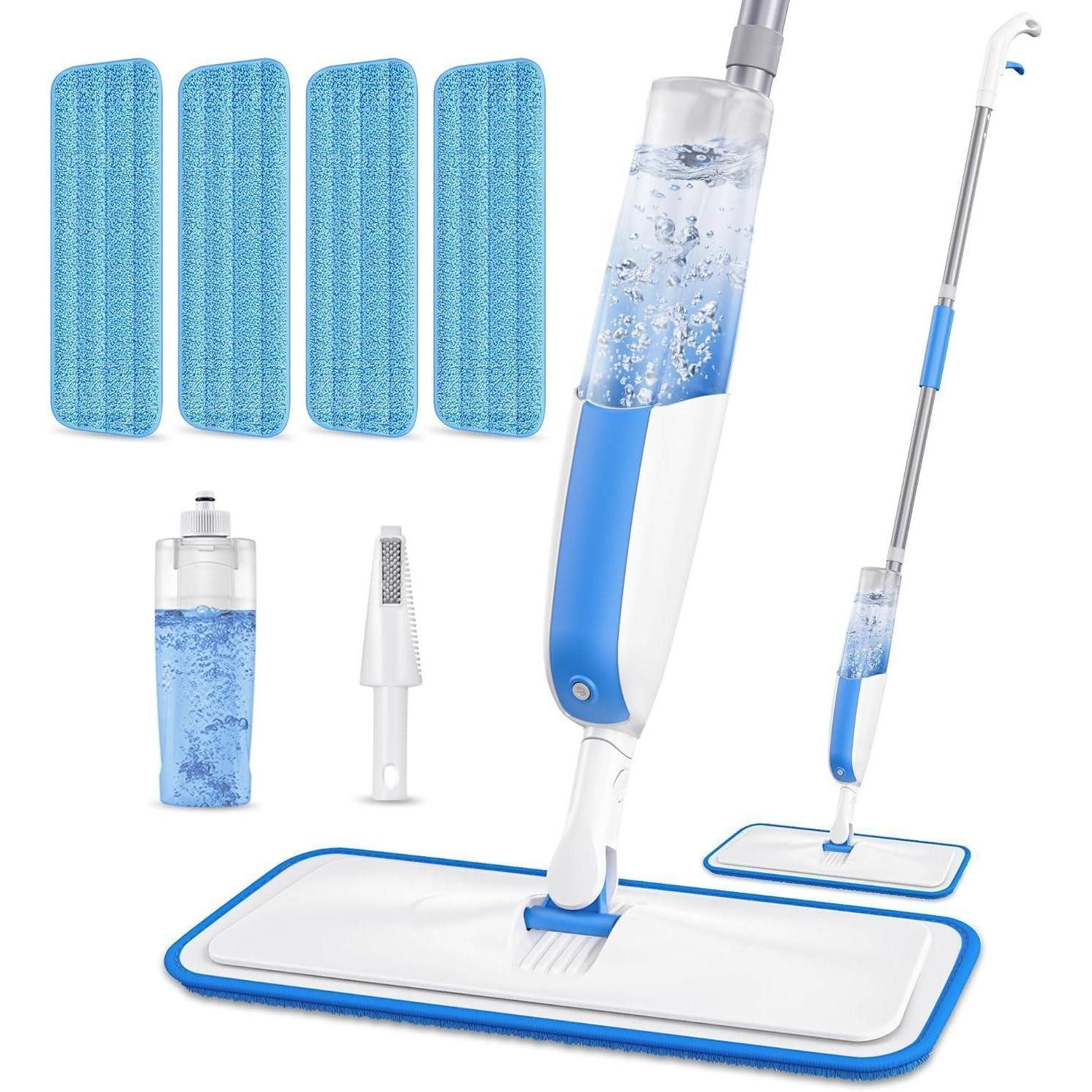 LuxusKollektion Sprühwischer Bodenwischer mit Sprühfunktion & 4 Mikrofaser-Pads Wischmopp-Ersatzkopf