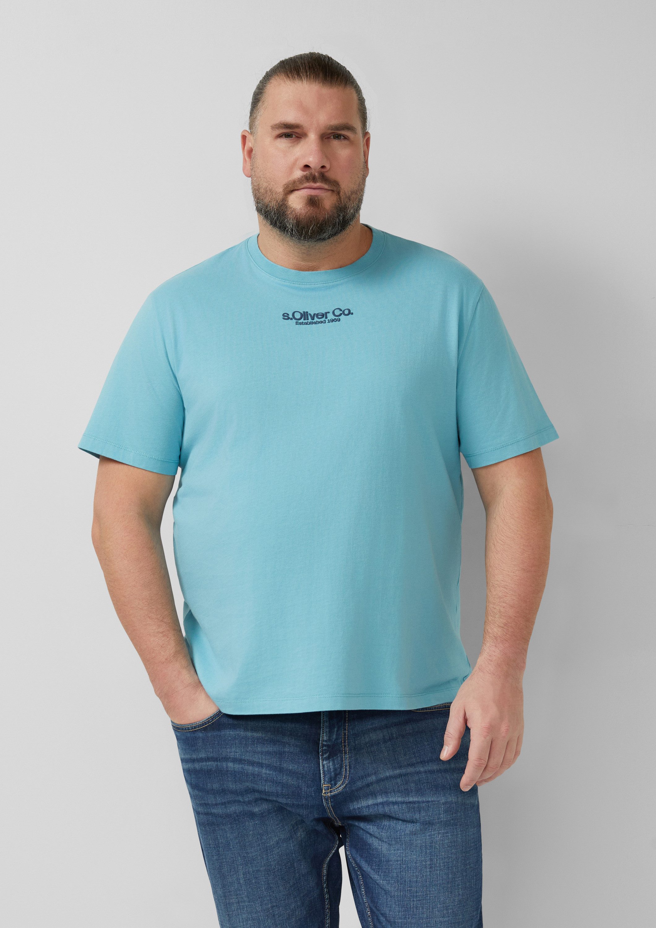 s.Oliver Kurzarmshirt T-Shirt T-Shirt mit Crew Neck und Logoprint