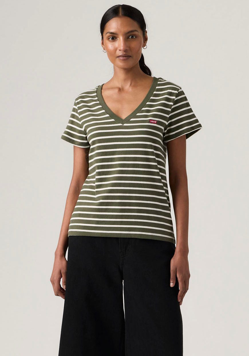 Levi's® V-Shirt PERFECT VNECK mit Mini-Batwing-Logostickerei