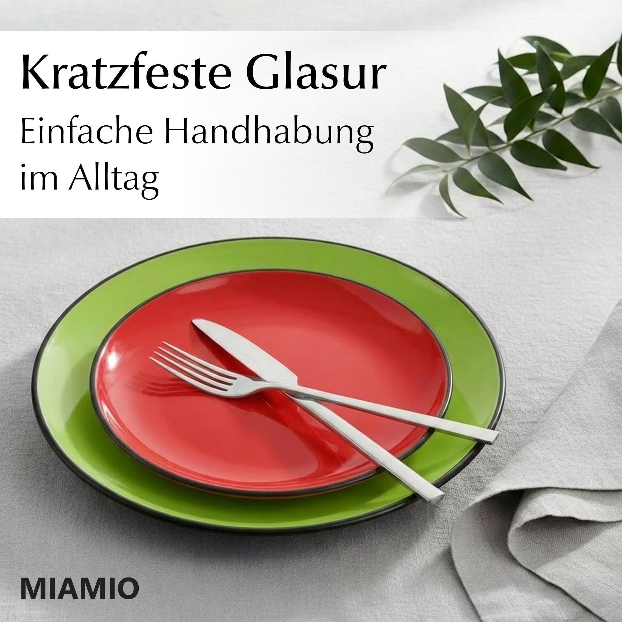 MiaMio Kombiservice Tafelservice 18tlg Geschirrset 6 Personen Kombiservice Keramik - Bunt (18-tlg), 6 Personen, Steingut, 18 Teile, für 6 Personen