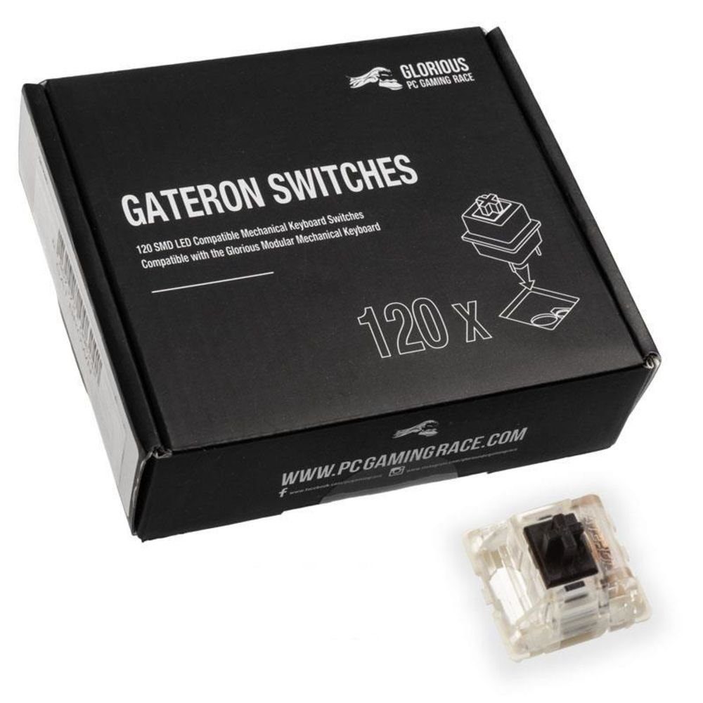 Glorious PC Gaming Race Tastatur-Tastenkappen Gateron Black Switches 120 Stück, Tastenschalter Auslösedruck ca. 50 g, schwarz