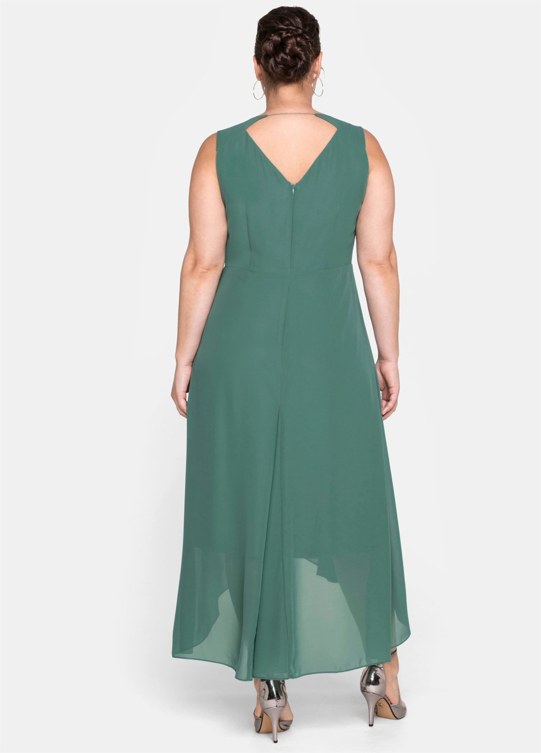 Sheego Etuikleid Abendkleid Ärmellos in Wickeloptik