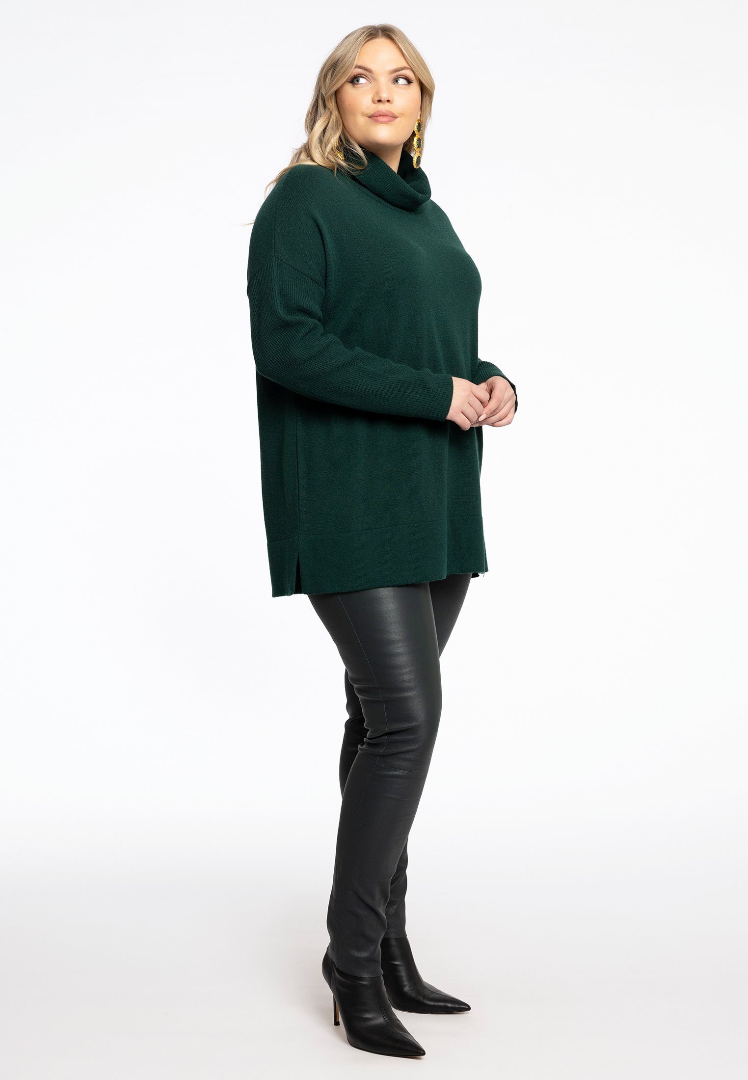 Yoek Longpullover Große Größen dark green