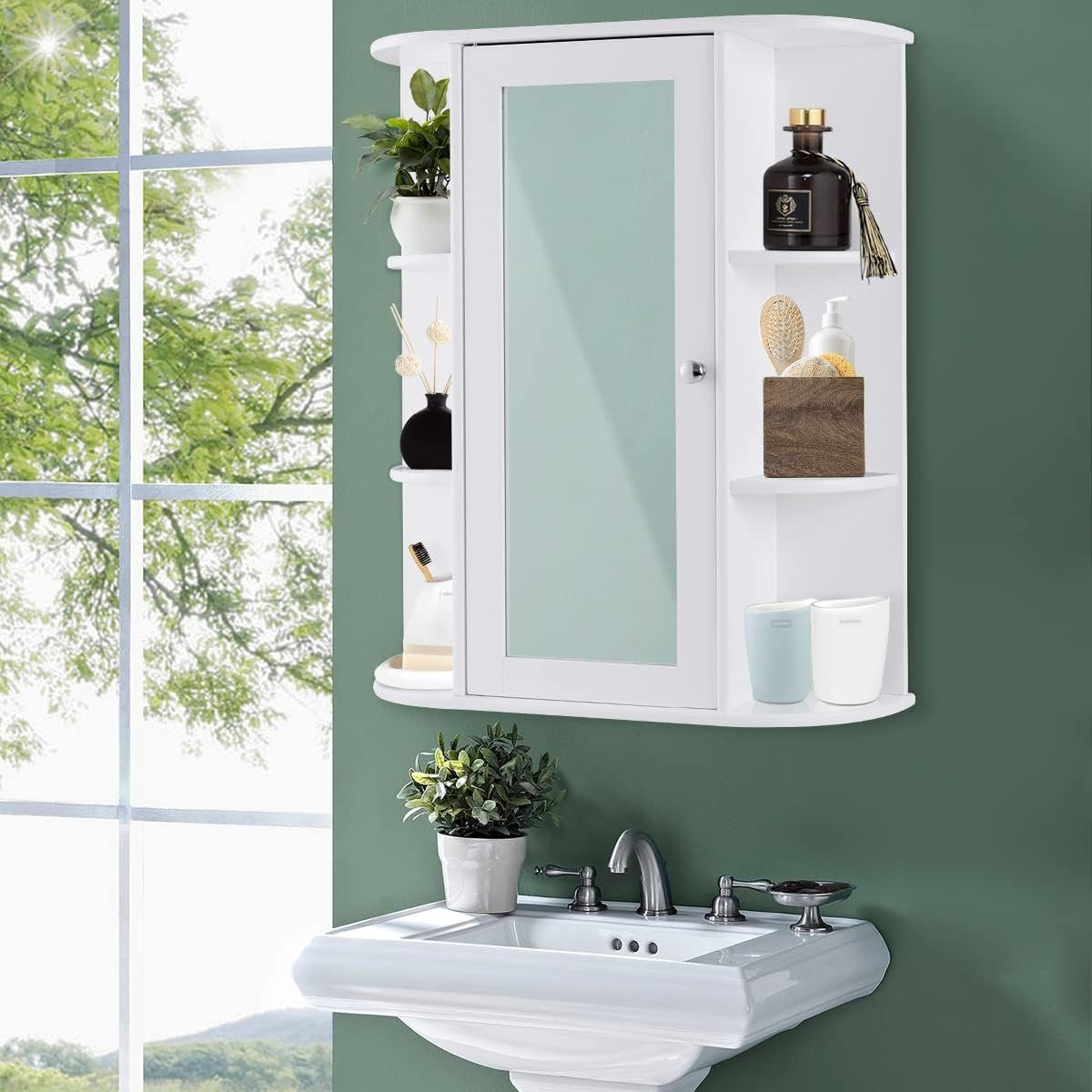 Verstellbare Trennwand Spiegelschrank Innere KOMFOTTEU Badezimmerspiegel