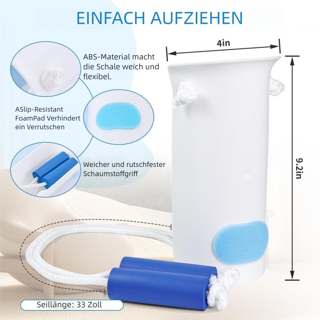 VEKROBOT Anziehhilfe Socken Hilfe ohne Bücken Schaumgriff Seil Socken Anzieher/Zughilfe, 1-tlg., Socken-Anziehhilfe – ohne Bücken, Socken Anziehhilfe leicht zu öffnen und zu schließen