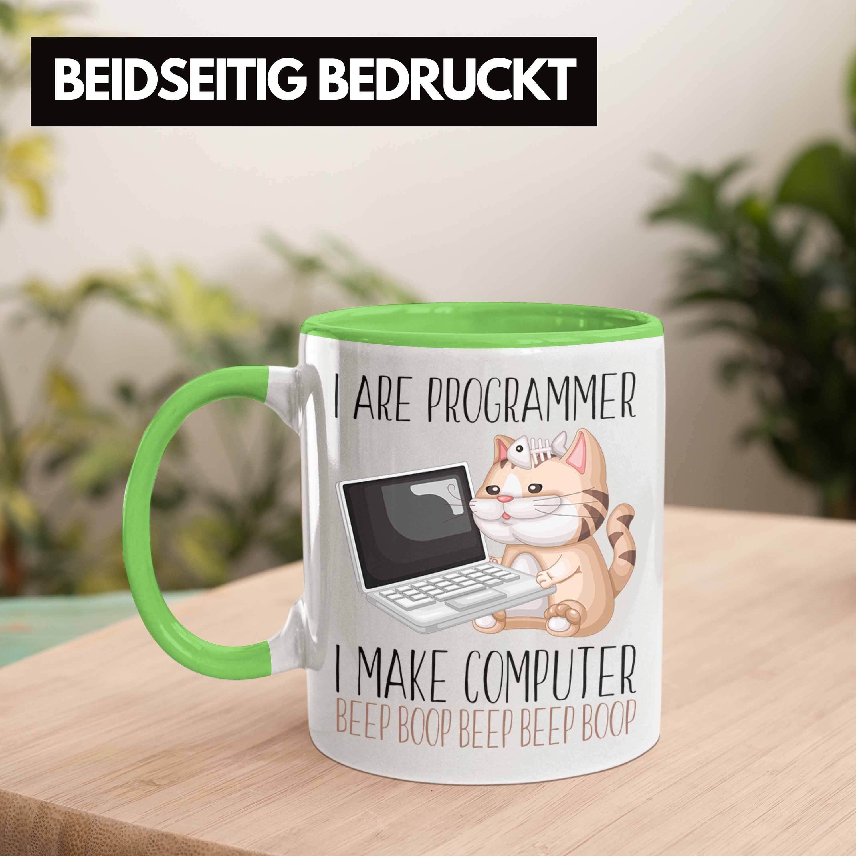 Tasse Techniker Entwickler Tasse Programmierer Geschenk Trendation Grün Kaffee-Becher Ges IT