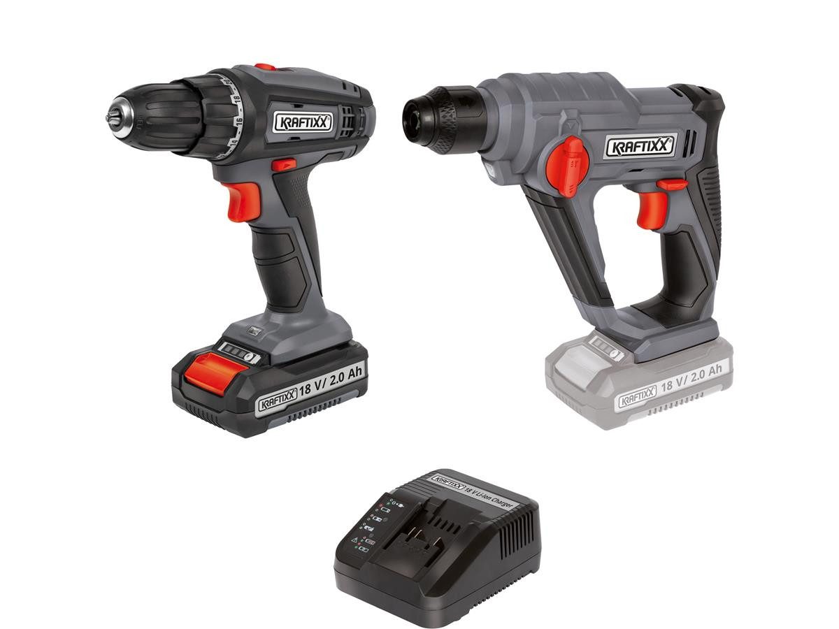 KRAFTIXX® Akku-Schraubendreher KX-AS 18 Li Kit, 1500 U/min, 40 Nm, (Set, 4-tlg), inkl. 2,0 Ah Akku, kompatibel mit Einhell Power X-Change Akkusystem