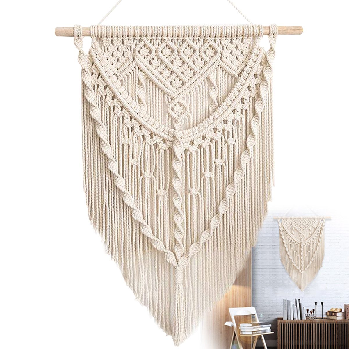 MOPUEA Makramee Wandbehang, handgefertigt, Boho Wanddeko Tapisserie Wandkunst, Modern-Boho-Stil, Höhe: 700 mm, Innenbehang, Wohnung Dekorationen, Handgewebter, Heimdekoration