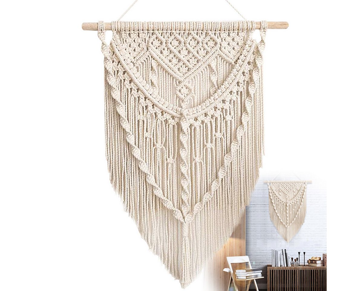 MOPUEA Wandteppich Makramee Wandbehang, handgefertigt, Boho Wanddeko Tapisserie Wandkunst, Modern-Boho-Stil, Höhe: 700 mm, Innenbehang, Wohnung Dekorationen, Handgewebter, Heimdekoration