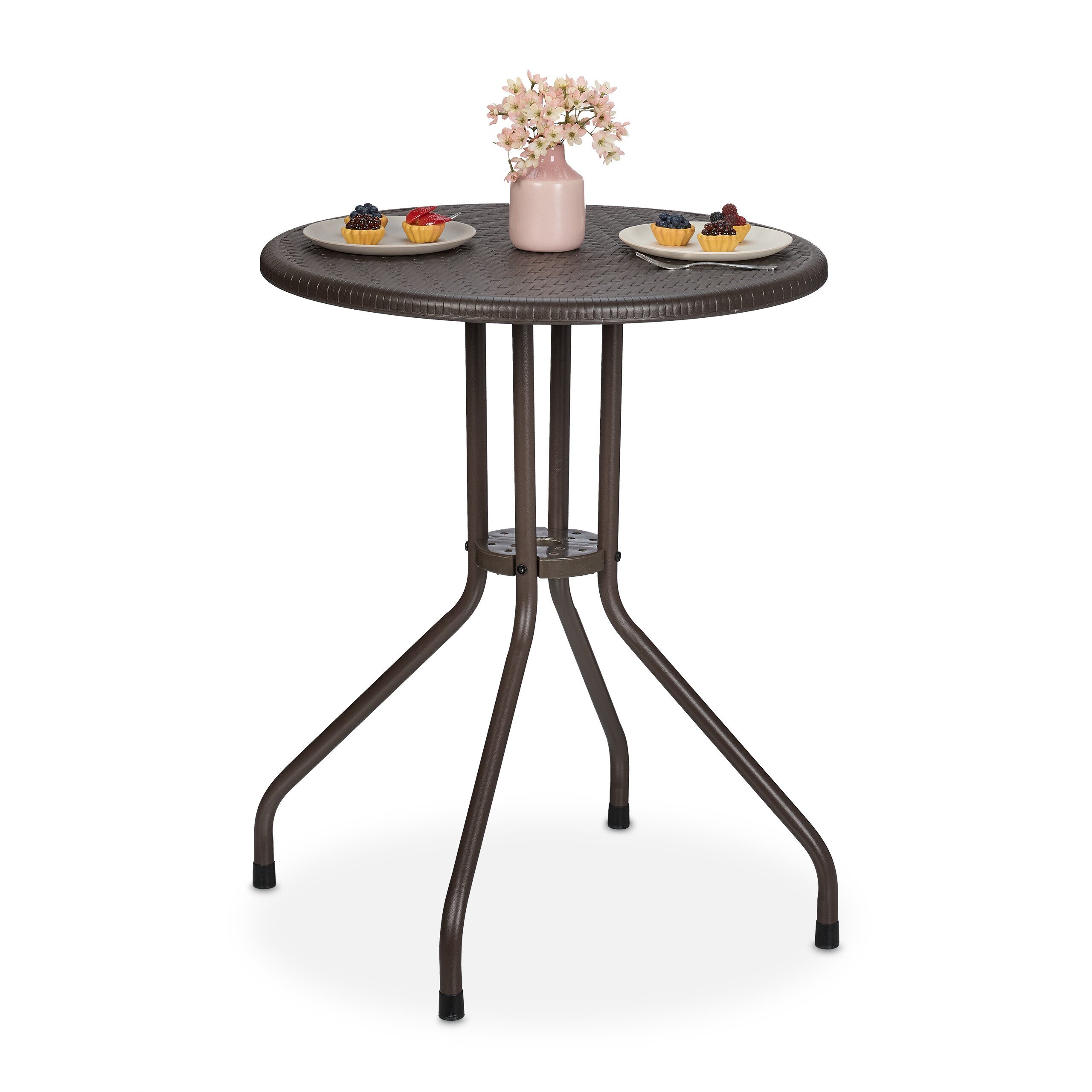 relaxdays Gartentisch Runder Gartentisch in Rattanoptik, günstig online kaufen