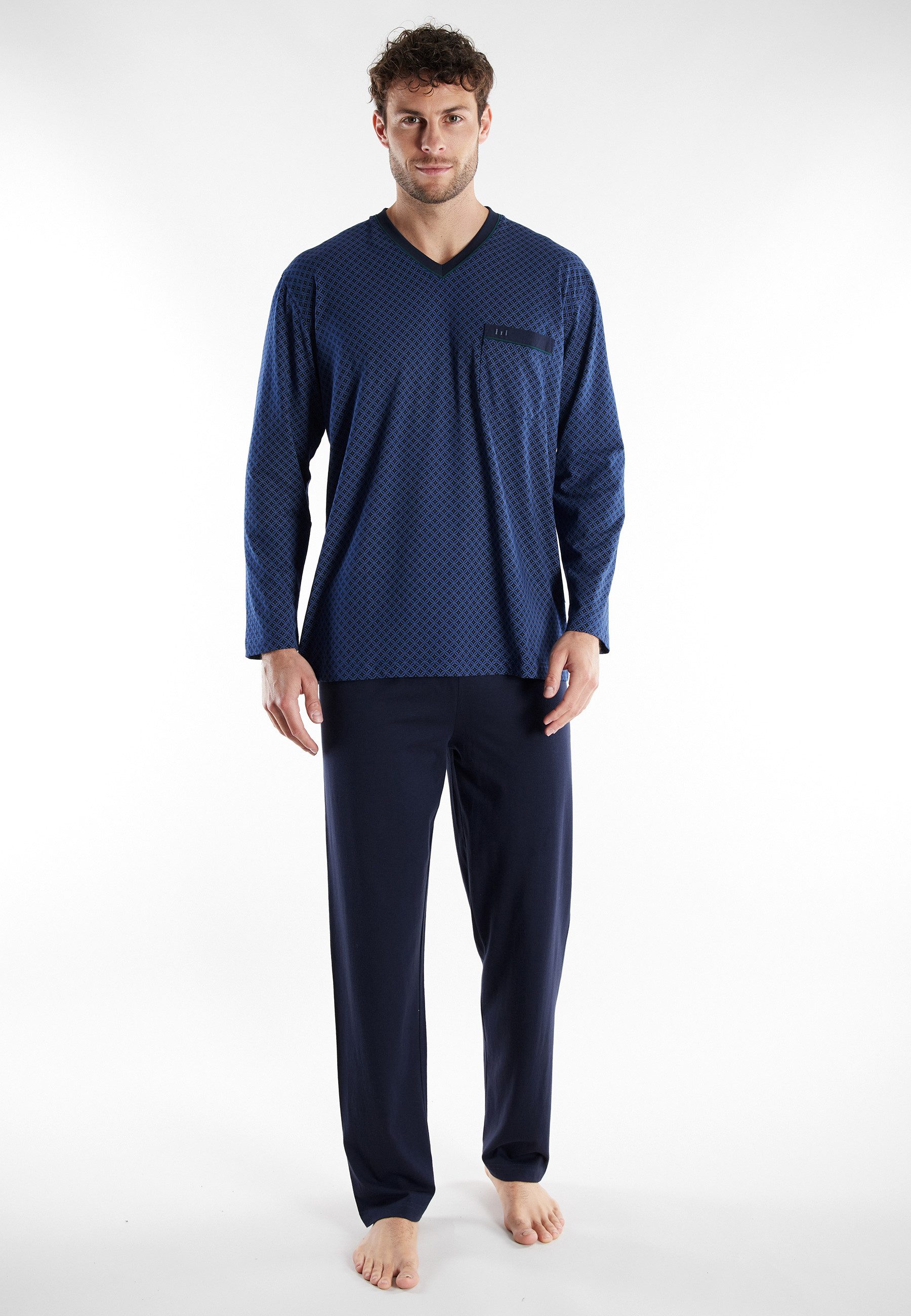 GÖTZBURG Schlafanzug Volos (2 tlg) Langarm, V-Ausschnitt, lange Hose, Baumw günstig online kaufen