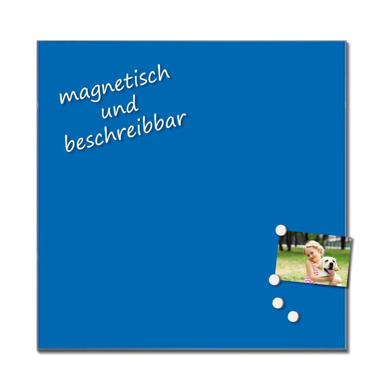 Signalblau, Wandtafel Magnete Glas inklusive) banjado Glas, (gehärtetes 4