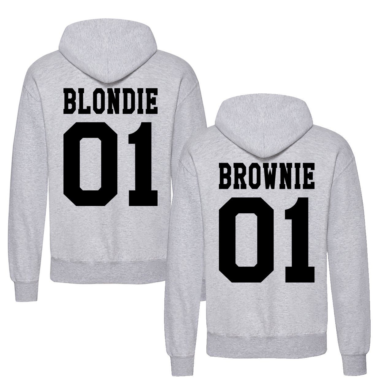 Couples Shop Kapuzenpullover Blondie & Brownie Damen Hoodie Pullover mit lustigem Spruch Print