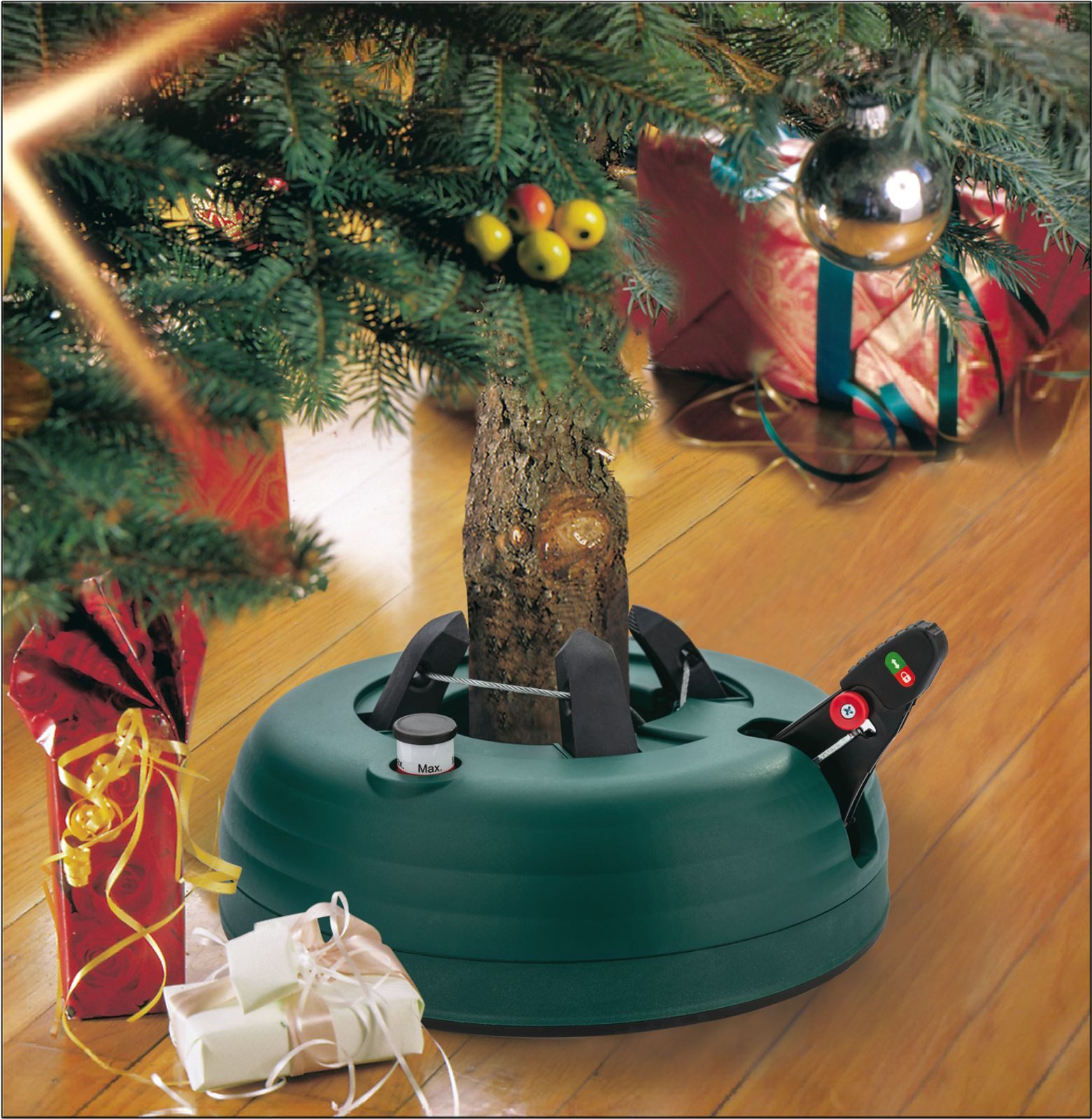 BURI Christbaumständer Weihnachtsbaumständer mit Wassertank Fußhebel grün Christbaumständer