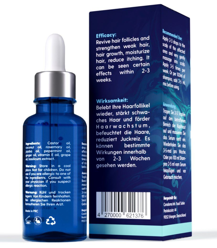 Coradoma Haarserum Blaues Anti Haarausfall Serum Haarwachstum Beschleunigen, für Frauen und Männer, 50ml