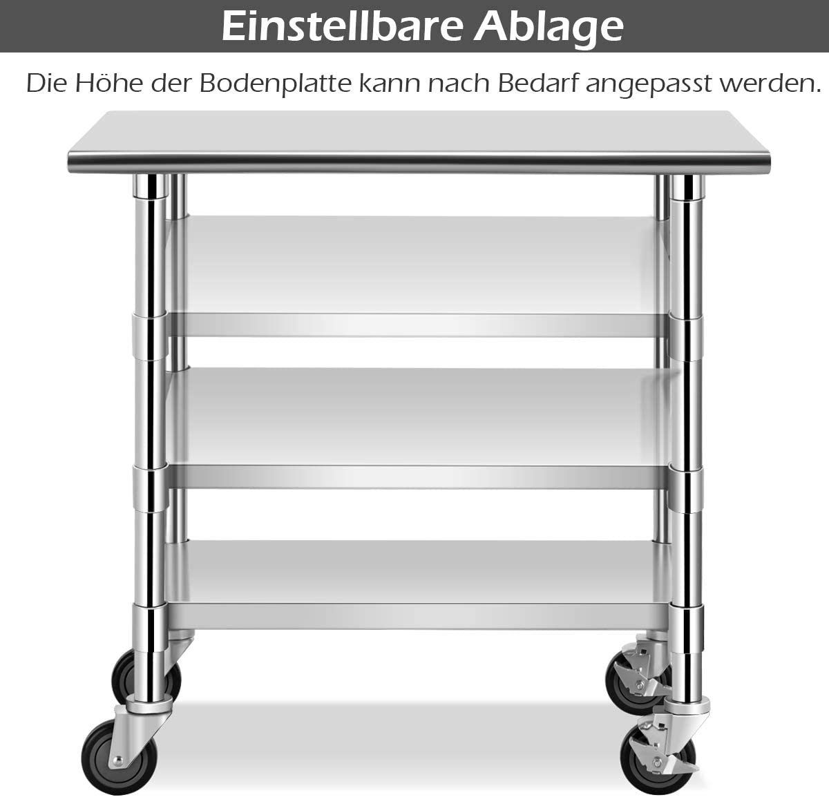 COSTWAY Arbeitstisch, mit höhenverstellbarer Ablage & 4 Universalräder