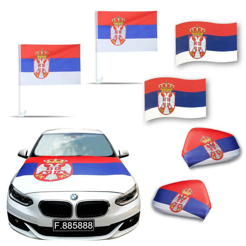 Sonia Originelli Fahne Auto-Fan-Paket Serbien Serbia Außenspiegel Motorhaubenüberzieher, Magnete: 3D-Effekt