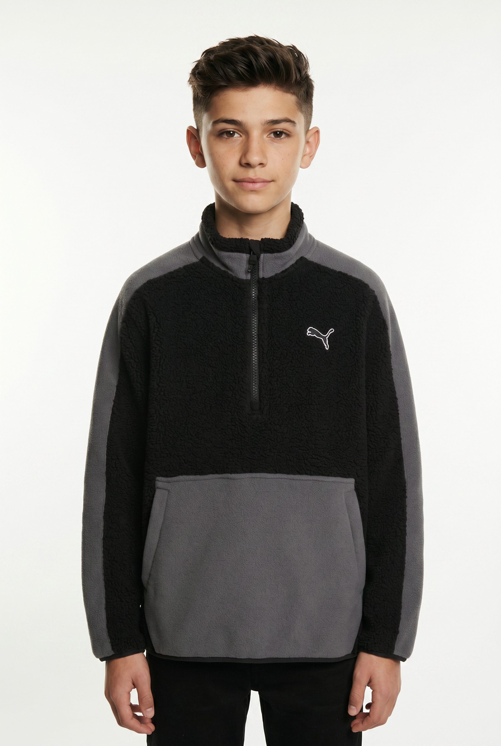 PUMA Sweatshirt ESS ELEVATED WINTERIZED RELAXED HALF-ZIP mit Stehkragen, mit Reißverschluss, mit Kängurutasche