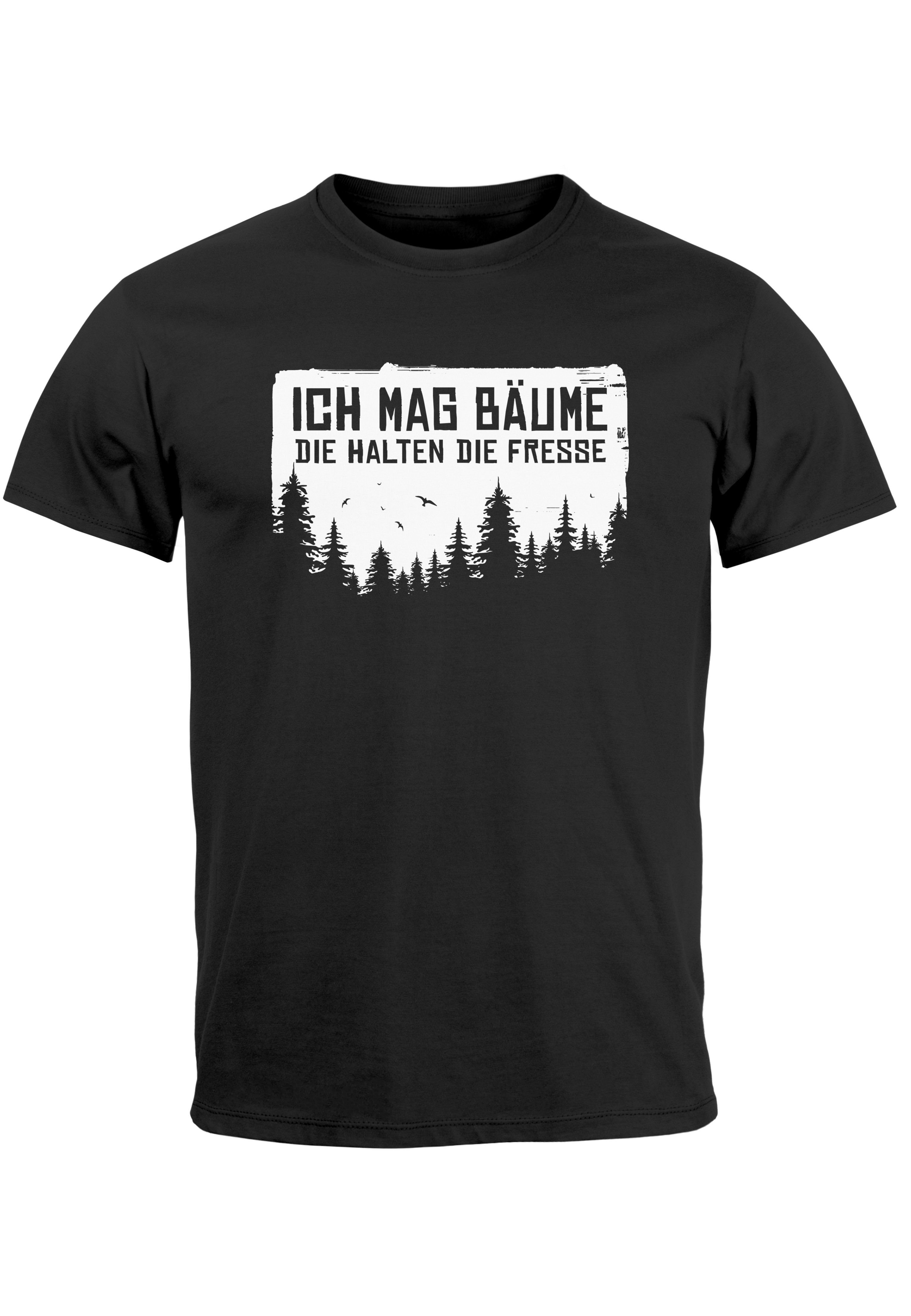 O mit Bäume Sarkasmus mag Herren Print-Shirt Print MoonWorks T-Shirt Ich Wald mit Ironie Spruch lustig schwarz