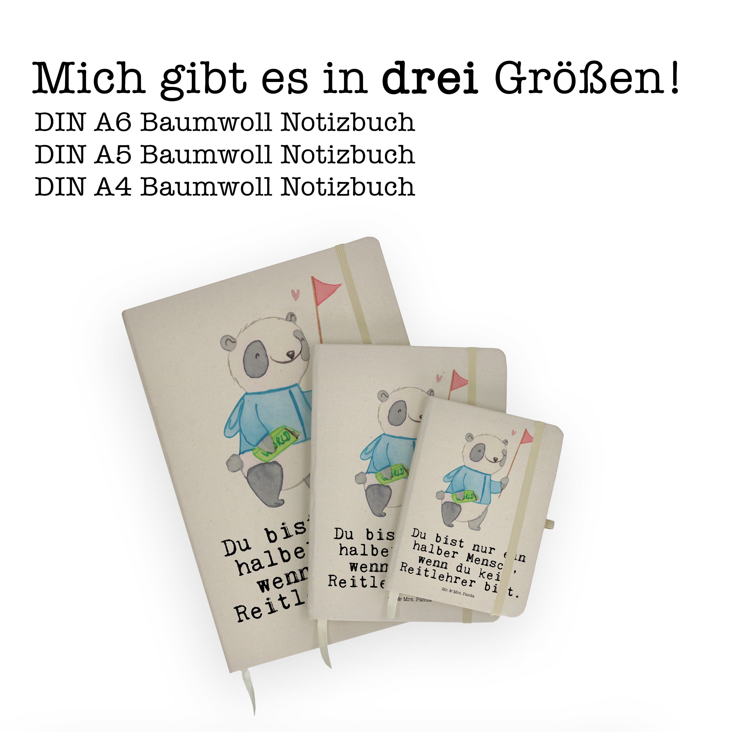 Mr. & Mrs. Panda Notizbuch Reitlehrer mit Herz - Transparent - Geschenk, Schenken, Tagebuch, Not Mr. & Mrs. Panda