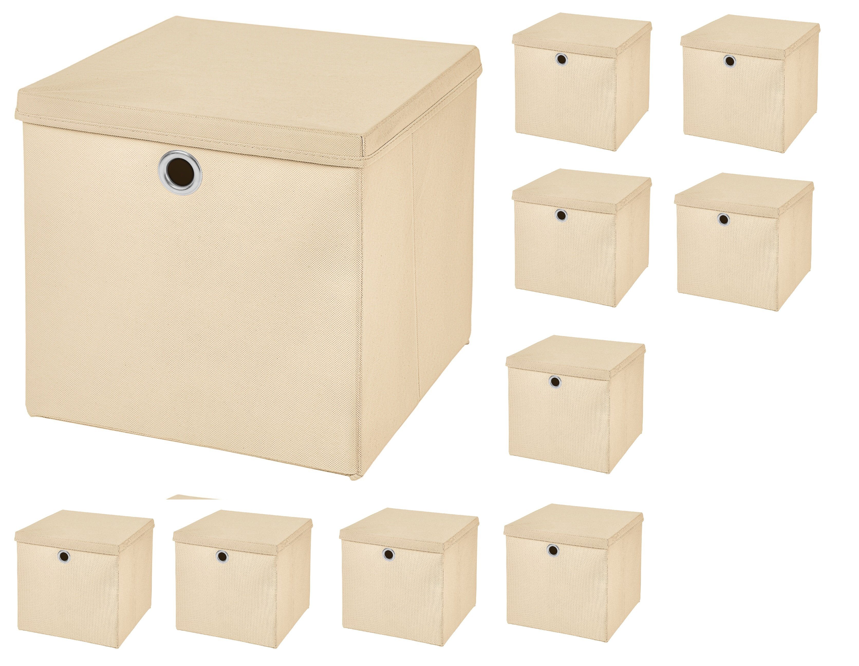 StickandShine Aufbewahrungsbox 10 Stück Faltboxen 28 x 28 x 28 cm faltbar mit  Deckel Aufbewahrungsbox in verschiedenen Farben (10er SET 28x28x28) 28cm