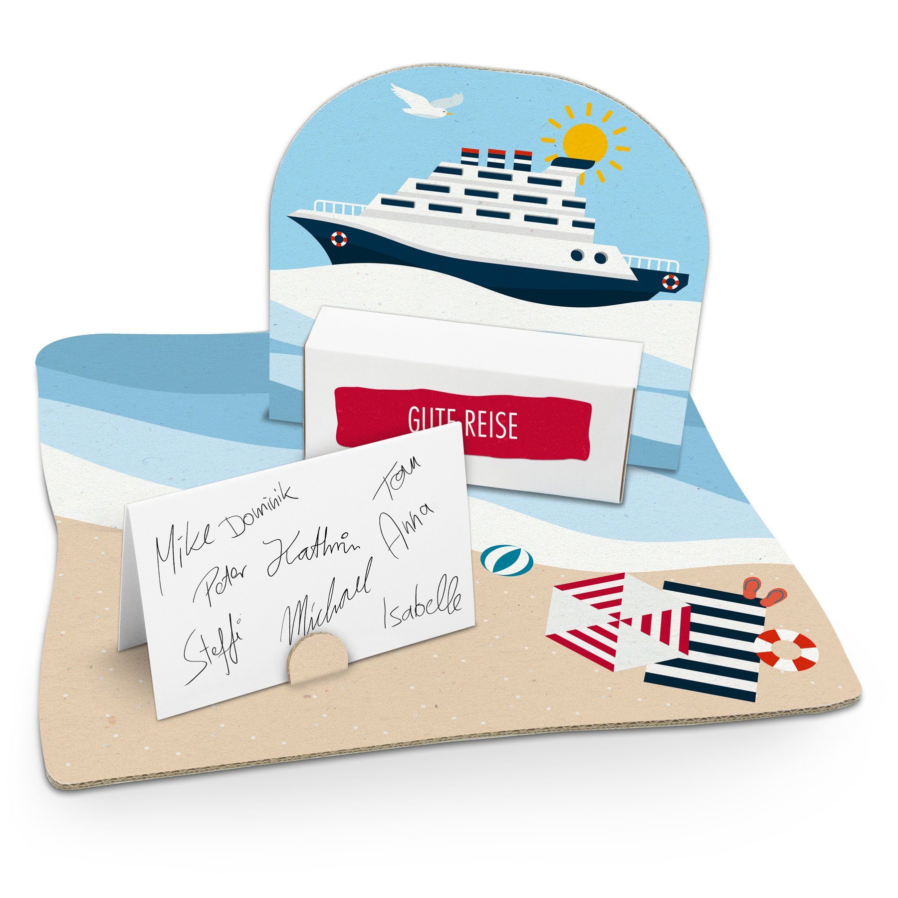 Kreuzfahrtschiff Geldgeschenkverpackung itenga (Motiv Grußkarten 48) mit itenga Bodenpla