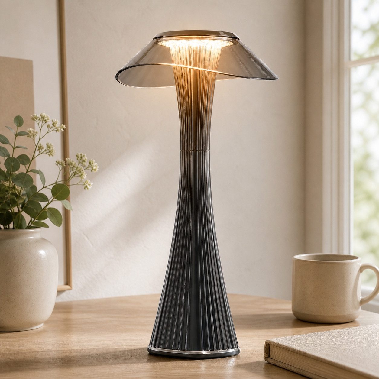 Nettlife LED Nachttischlampe Dimmbar Modern USB mit 3 Helligkeitsstufen Tischleuchte Tischlampe, Dimmbar, LED fest integriert, Naturweiß, Kaltweiß, Warmweiß, für Schlafzimmer, Büro, Wohnzimmer, Arbeitszimmer