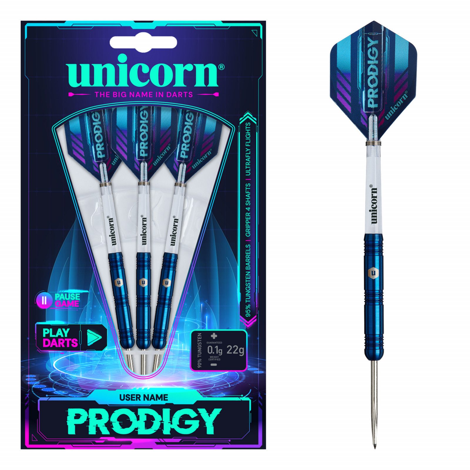 Dartpfeil Unicorn PRODIGY S1 95% Steeldart 22g