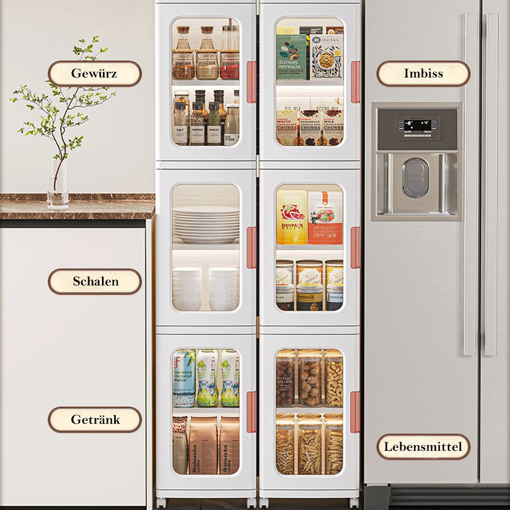 TUWENA Badkommode 3/4 Etage Badezimmerschrank, Schmal Badschrank Hochschrank mit Rädern, Schrank Toilettenpapier, Platzspare Kunststoffschrank, Beistellschrank – Bild 4 von 5