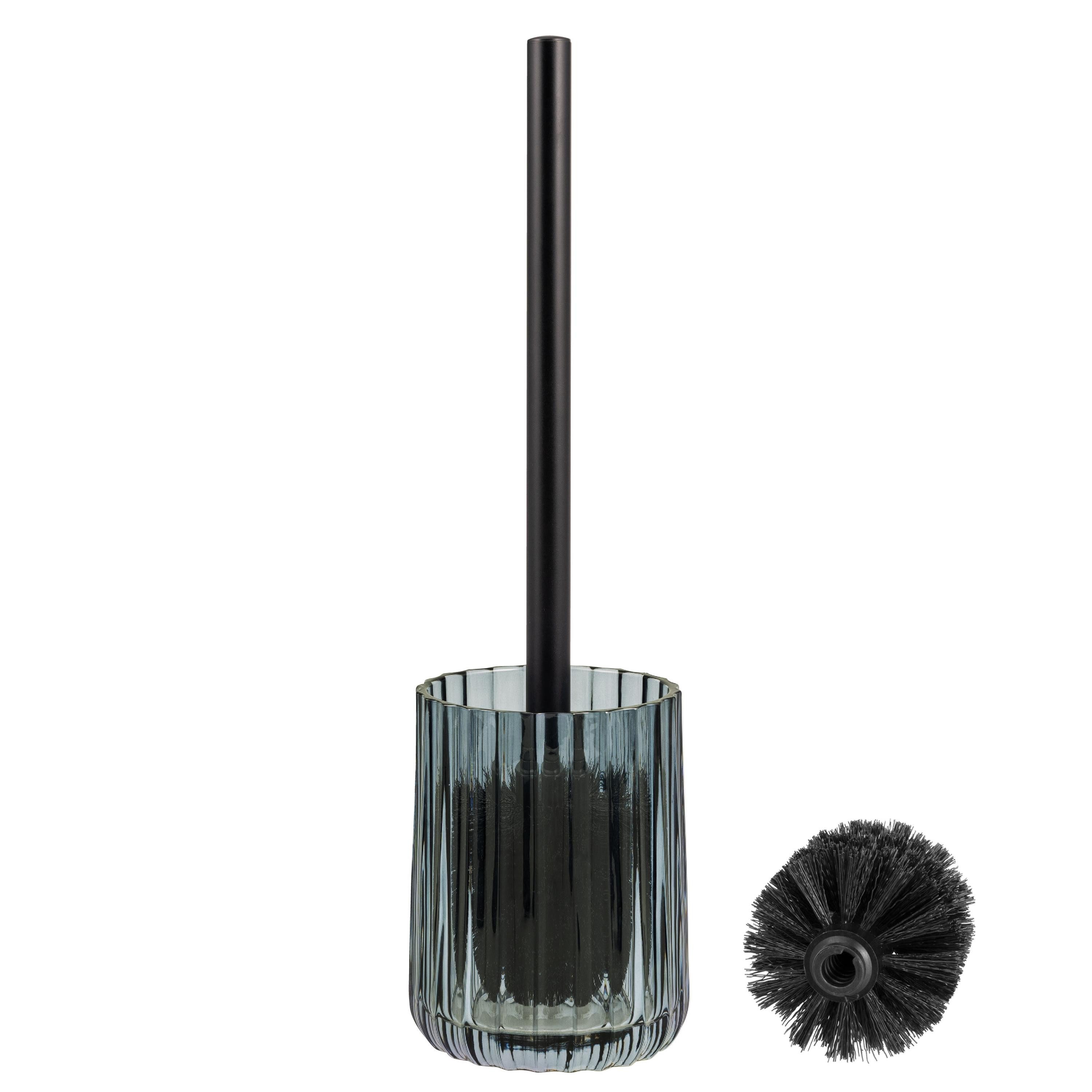 bremermann WC-Reinigungsbürste WC-Garnitur, WC-Bürstenhalter, Toilettenbürstenhalter, Glas, grau